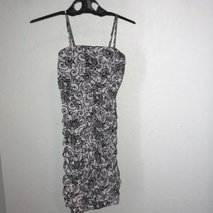 Black white floral spaghetti strap small dress